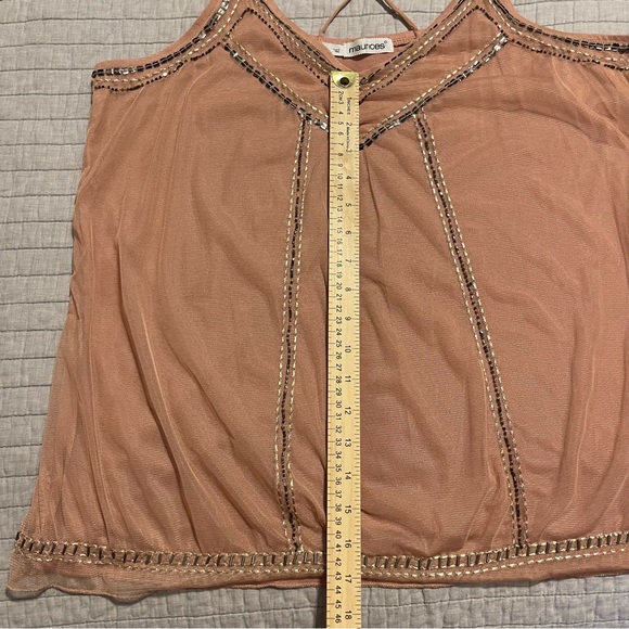 Maurice’s Beaded Mesh Sleeveless Blouse Size 1 - Picture 4 of 8